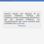 Pannello di controllo AdSense bloccato su interfaccia mobile